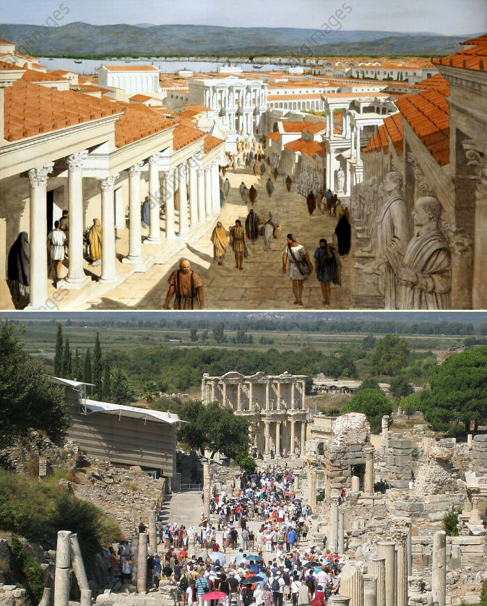 Then & Now: Curates Street, Ephesus, 2nd Century Ad. / Illustration Credit: Akg-Images