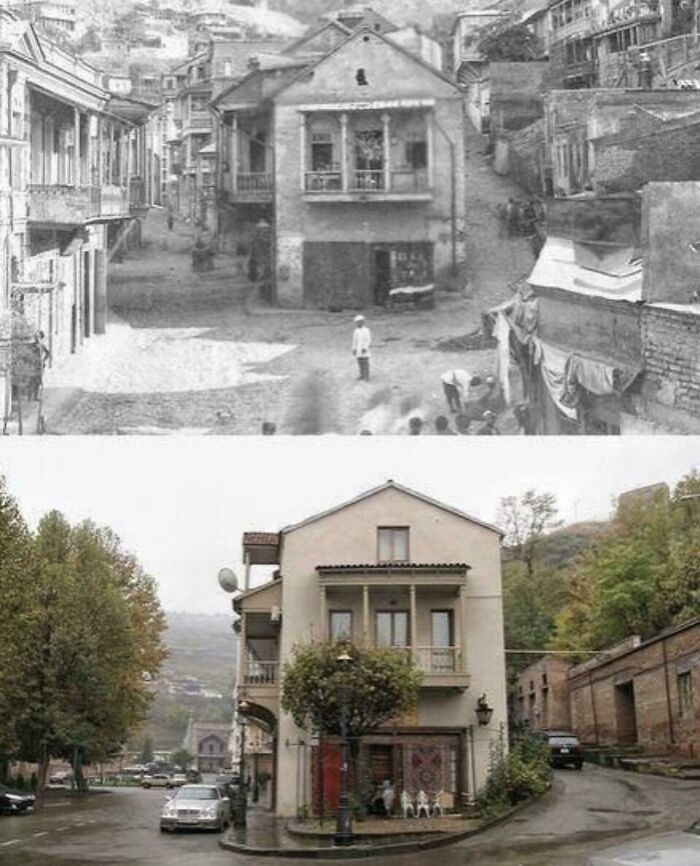 Tbilisi, Georgia. Botanicheskaya Street In 1916 And Now.