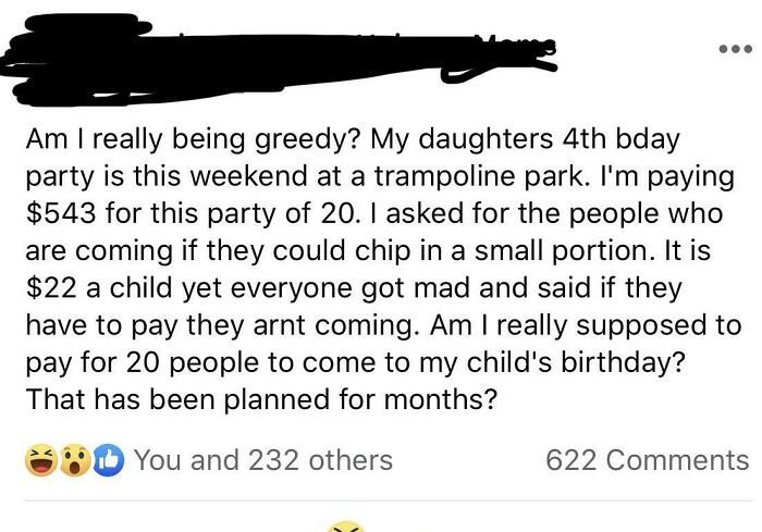 Beggar Mom Is Insulted That Her Daughters Party Guests Won’t Pay For The Party
