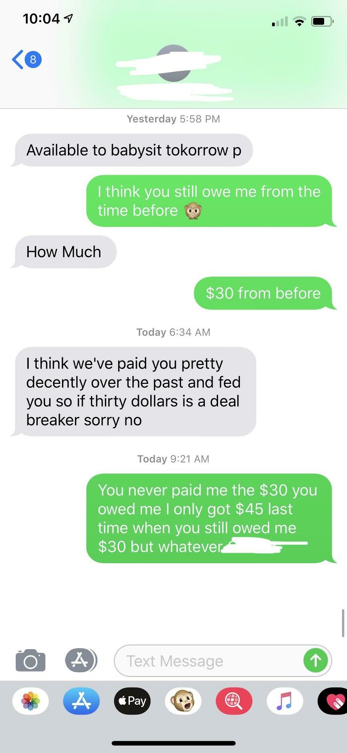 Paying You To Babysit Is “A Deal Breaker Sorry No”