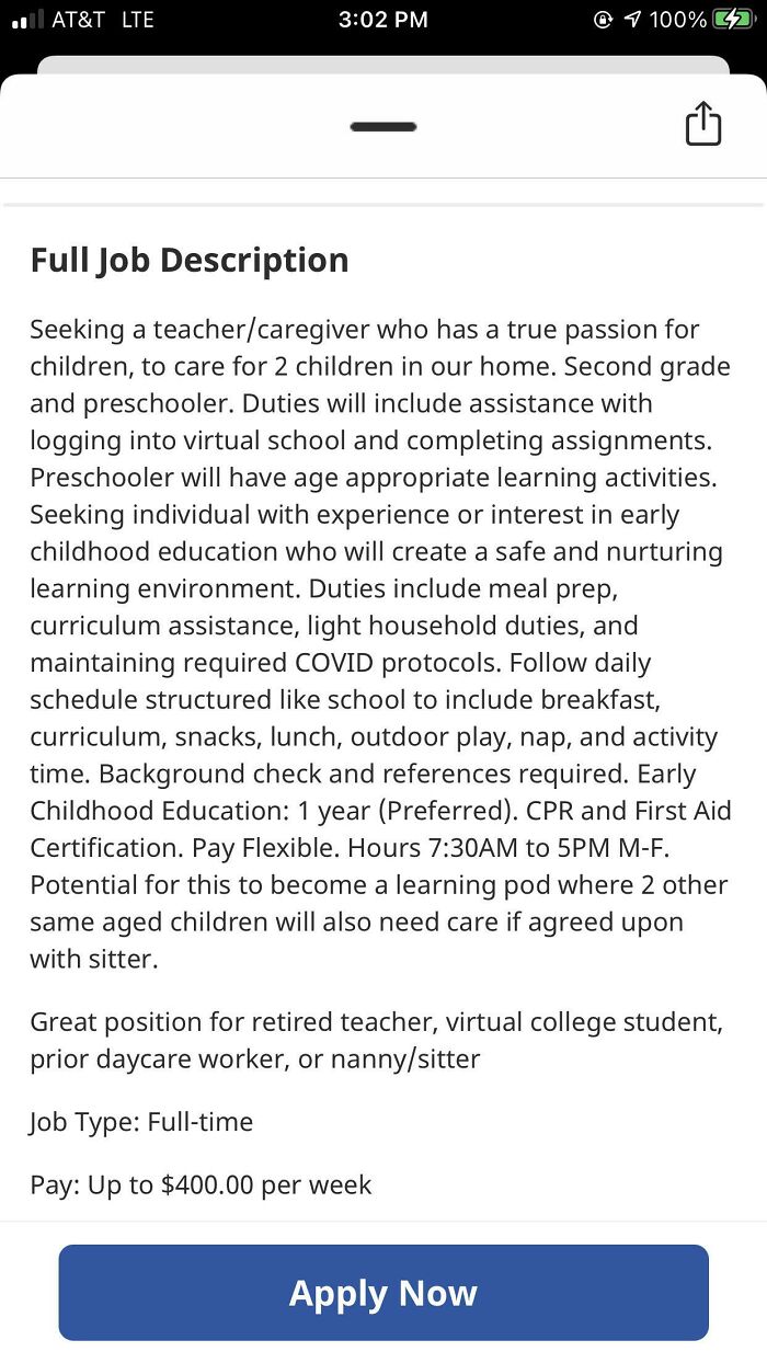 Why Yes, I Would Love To Work Almost 50 Hrs As A Teacher, Nanny, Chef, And Maid For Your Generous Offer Of “Up To” $400 Per Week