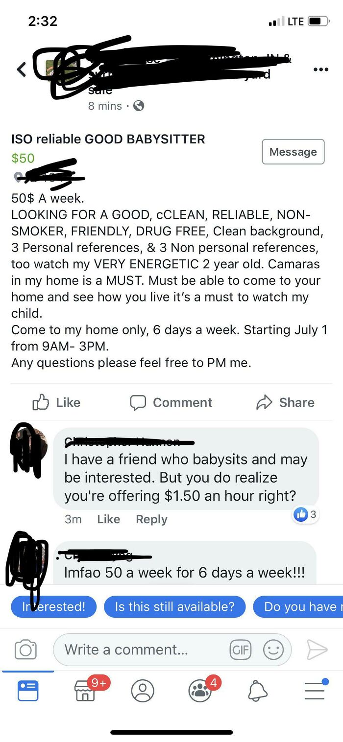 Facebook Mom Looking For Baby Sitter For $50 A Week
