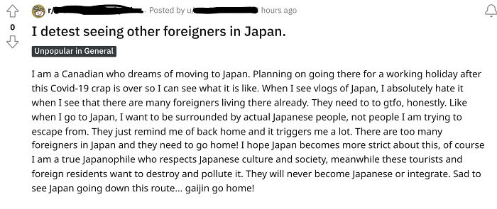 Weeb Really Wants All "Foreigners" To Be Expelled From Japan