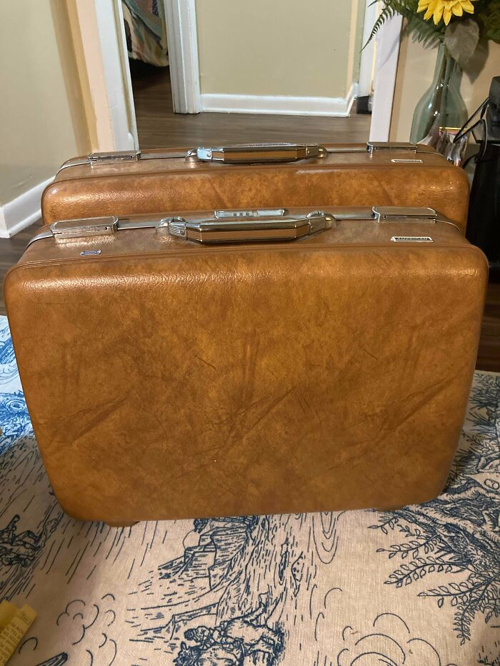 Just Snagged These Vintage Luggage Pieces For $8. 1960s Maybe?