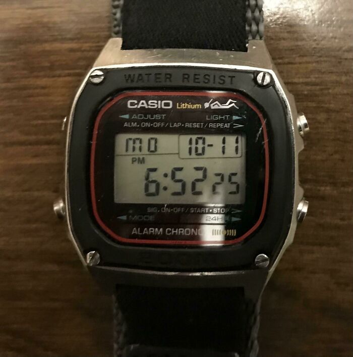 My Dad’s Casio Watch. Approaching 40 Years Old. He’s Worn It Every Day Of His Life Since Buying It, And It Hasn’t Skipped A Beat!