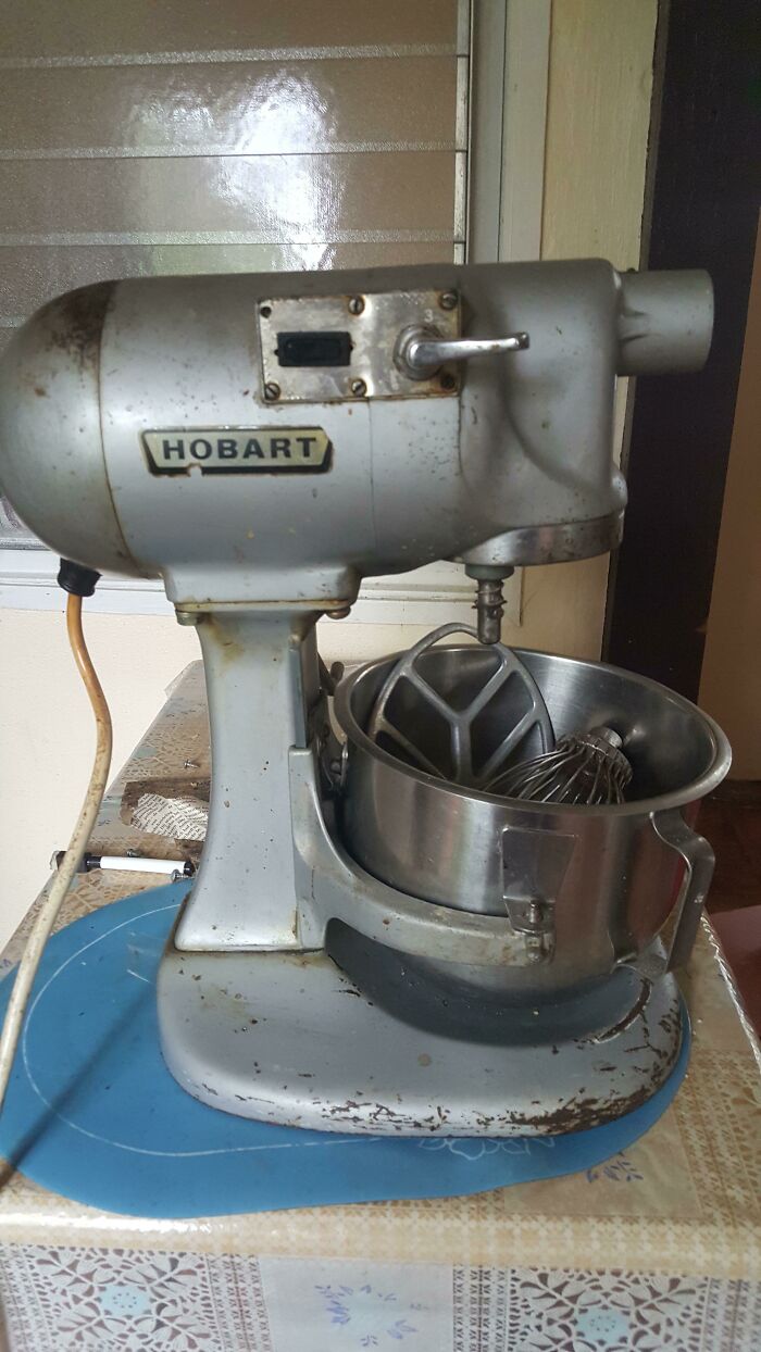 Hobart Mixer That Got Passed Down From My Uncle, Who Was A Baker, To My Mom. We Have No Idea How Old It Is But It Has Been Around For A Long Time And Still Makes Birthday Cakes
