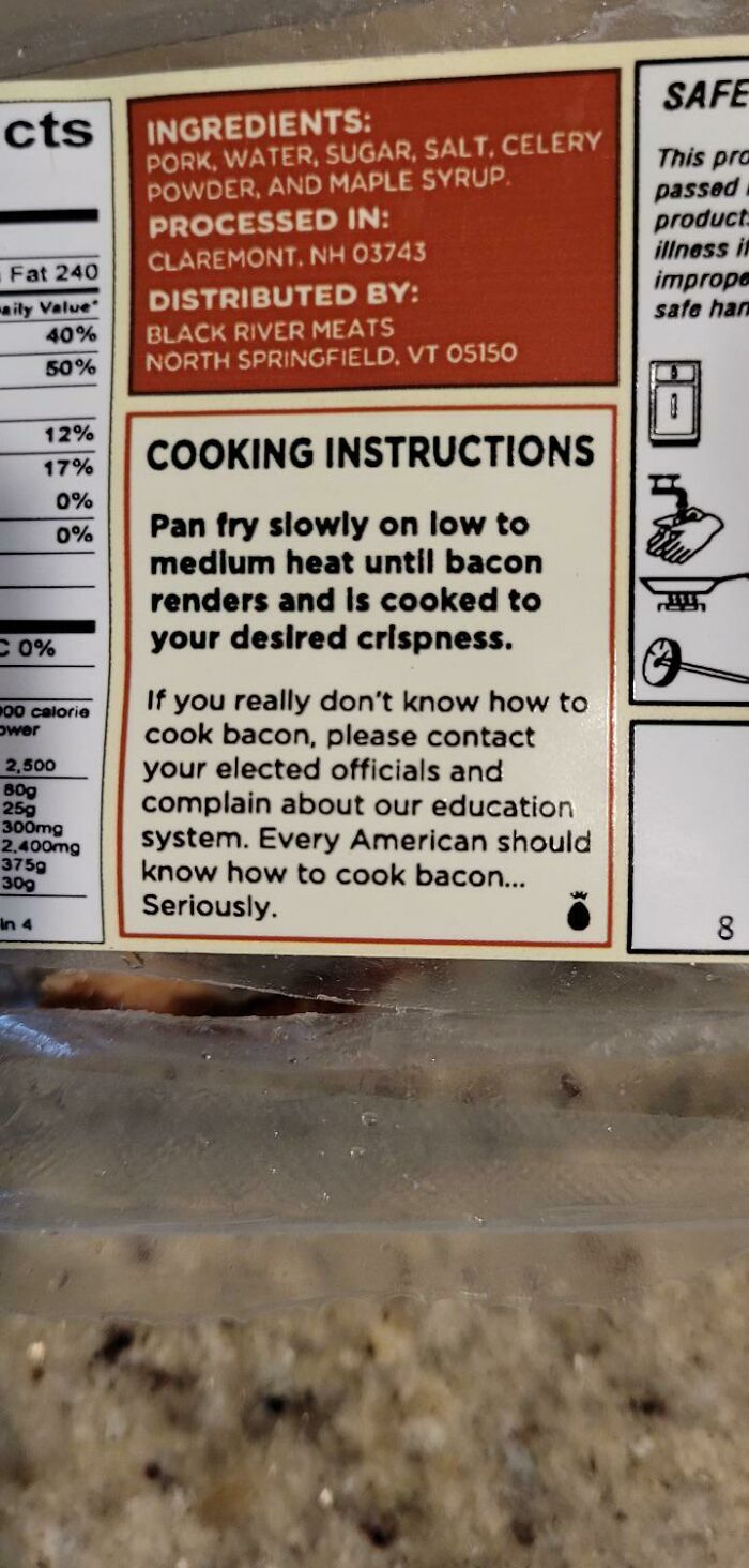 The Cooking Instructions On This Package Of Bacon