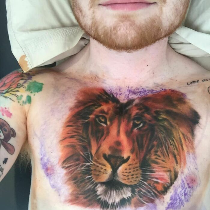 Ed Sheeran Has A Giant Lion Tattooed On His Chest