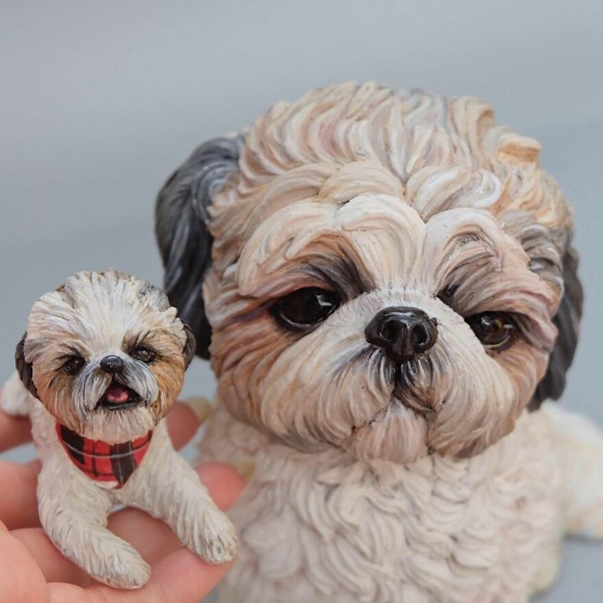 A Collection Of Dog Sculptures I Made From Polymer Clay
