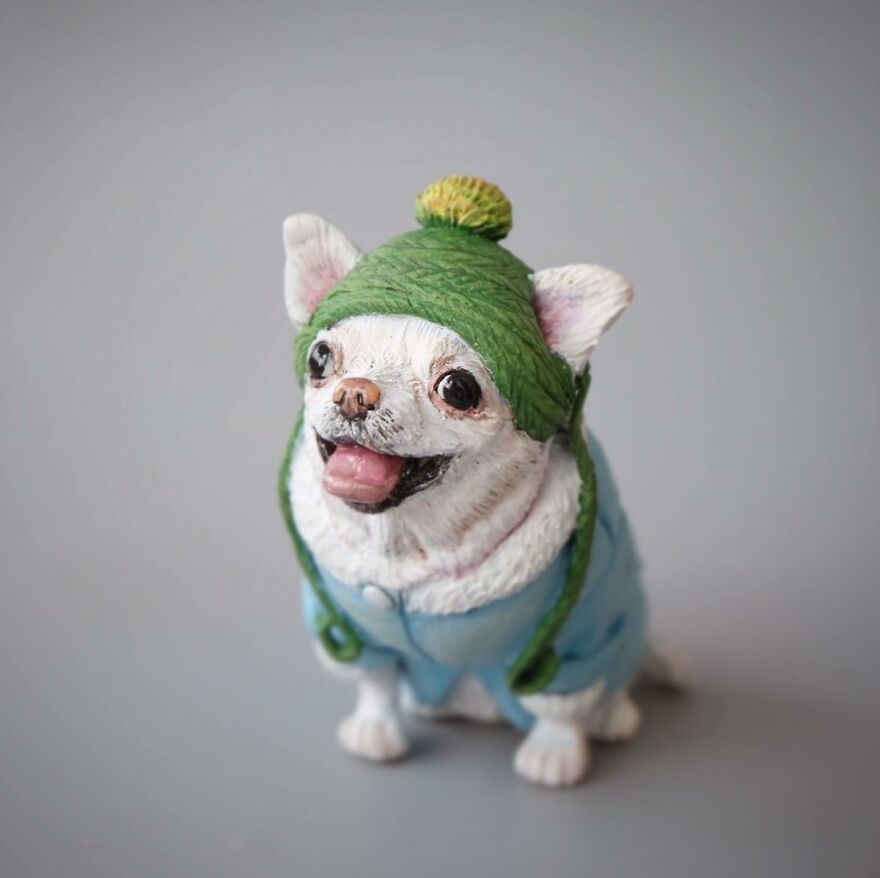A Collection Of Dog Sculptures I Made From Polymer Clay