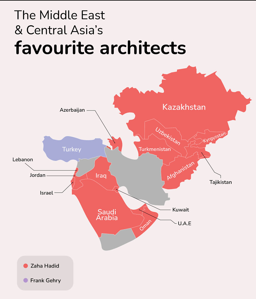 This Map Shows The Most Googled Architect In (Almost) Every Country