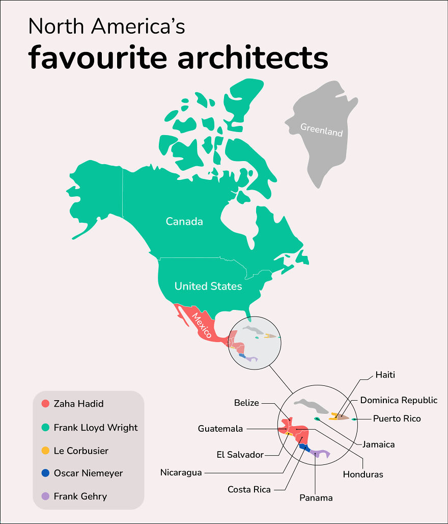 This Map Shows The Most Googled Architect In (Almost) Every Country