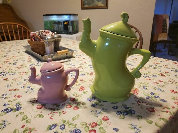 "I've Had My Sassy Green Teapot For Years, Just Found His Baby At Goodwill Yesterday!"