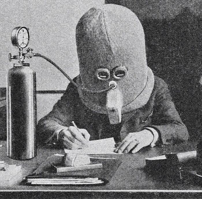 ‘The Anti-Distraction Helmet’ | 1925. Invented And Worn By Hugo Gernsback, The Helmet Was Made Of Wood And Cancelled Out 95% Of Ambient Noise