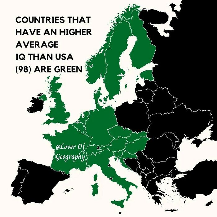 This Post Shows The Countries In Europe With An Higher Average Iq Than USA Or Basically Higher Than 98