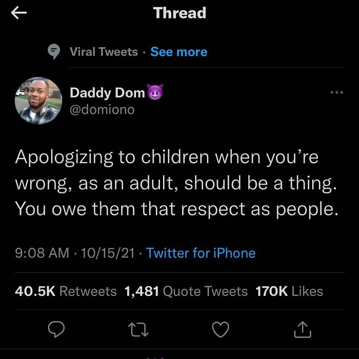 What Is Everyone’s Thoughts On This? I Grew Up Personally With A Father Who Never Apologized For Anything, And Still Doesn’t. I Feel Strongly It’s Created A Need For Perfectionism In Me Because I Fear Messing Up So Bad Because I Wasn’t Given Positive Enforcement When I Was A Child, Or Apologized To When I Wasn’t In The Wrong. No Matter What I Was Always Wrong. I’m Working Through The Generational Traumas I Have Gone Through And I Make Sure I Apologize To My Daughter When I Know I’m Wrong. Being Able To Admit You Were Wrong In My Opinion Shows Character And I Want To Pass That On To Her. Just My Two Cents. - @tanner_hamilton22
.
.
.
📸 = Domiono On Twitter
.
.
.
#anxiety #anxietyrelief #perfection #perfectionist #anxietyoverperfectionism #asafeplaceinsideyourhead #generations #generationaltrauma #traumagrowingup