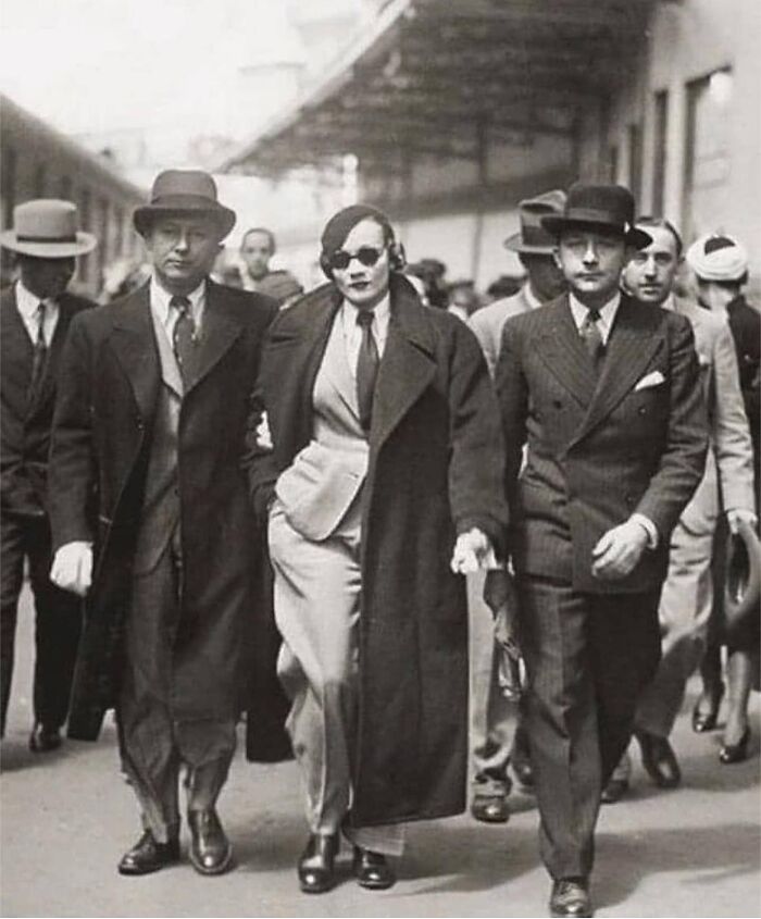 Marlene Dietrich Is Detained At A Train Station In Paris In 1933 For Violating The Ban On Women Wearing Trousers