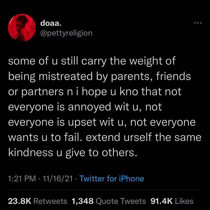I Read This And Got Super Emotional…i Really Felt This On A Spiritual Level And I Needed This Today. I’m Not Having A Good Mental Health Day At All, I Keep Randomly Getting Sad And Crying For The Weirdest Reasons, And My Emotions Are Everywhere Right Now. I’m Gunna Extend Some Kindness To Myself Right Now Because I Really Am Doing Great, Sometimes I Just Don’t See It. I Hope Everyone Has A Great Day And Just Know You Are Doing Your Best And Even If You Don’t Feel Like That’s Good Enough That’s Okay. Give Yourself Some Space To Heal And Feel Better. - @tanner_hamilton22
.
.
.
.
.
📸 = Pettyrelegion On Twitter
.
.
.
#asafeplaceinsideyourhead #spacetoheal #spacetoreconnect #spacetorecover #keepgoing #iamsoproudofyou #youareabeautifulsoul #mentalhealthawareness #itsokaytotakeabreak #lifeisnoteasybutalwaysworthtolive #lifeisbeautiful #youallareamazing #anxiety #depression