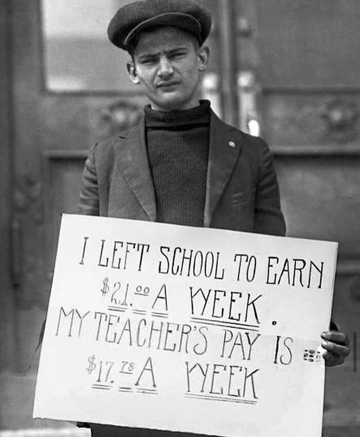 A Young Man Demonstrating Against Low Pay For Teachers, 1930s