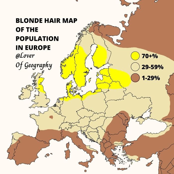 This Post Shows The Percentages Of The Population That Naturally Have Blonde Hair. Keep In Mind That Lets Say If An Area Is Brown That Could Mean That That Area Maybe Only Has A Population That Has 1% Blonde Hair But It Could Also Mean 29%. The Differences May Be Big