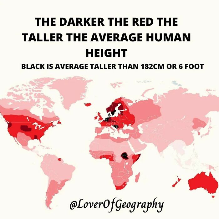 This Post Shows A Perspective Of How Tall People On Average Are Around The World The Taller Being The Darker Colors
