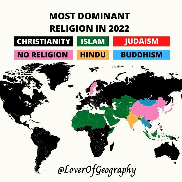 This Post Shows The Most Dominant Religion In January 2022 In The World With The Exception Of No Religion