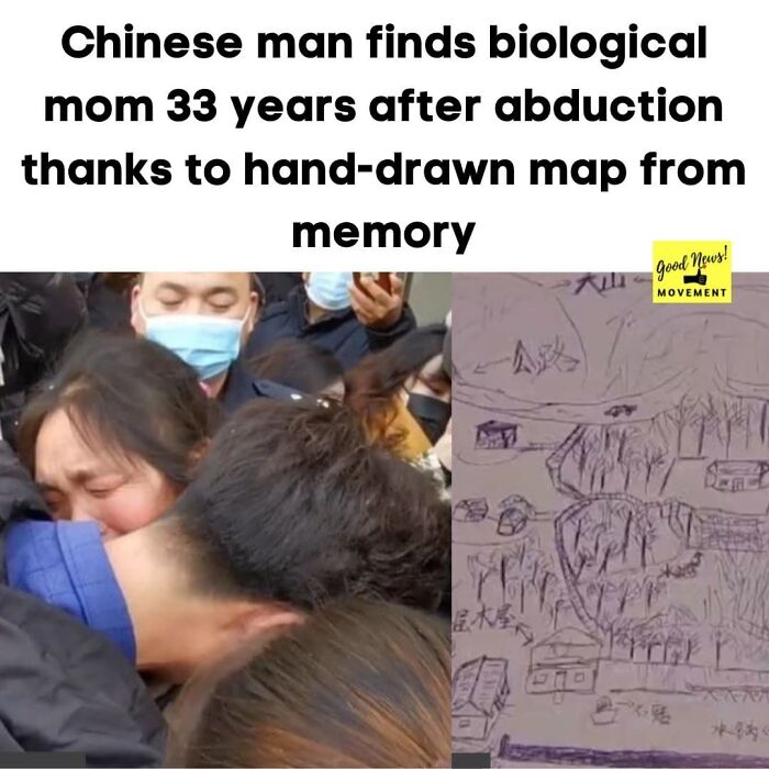 A 37-Year-Old Chinese Man Who Was Abducted At The Age Of 4 Found His Biological Mother By Drawing A Map Of His Home Village Strictly From Memory. Li, Who Does Not Remember His Birth Name, Was Born In Yunnan Province In Southwestern China but Was Kidnapped By His Neighbour And Trafficked To Central China’s Henan Province, Nearly 2,000km Away To Guangdong Province Where He Was Sold To The family That Would Eventually Raise Him. Li Took To Social Media To Show The Drawing To See If The Online Community Could Identify The Neighborhood And To Local Authorities. After Dna Tests And Resident Records, Li Was Finally Reunited With His Mom In A Long Embrace And Through Tears Of Joy Yesterday.