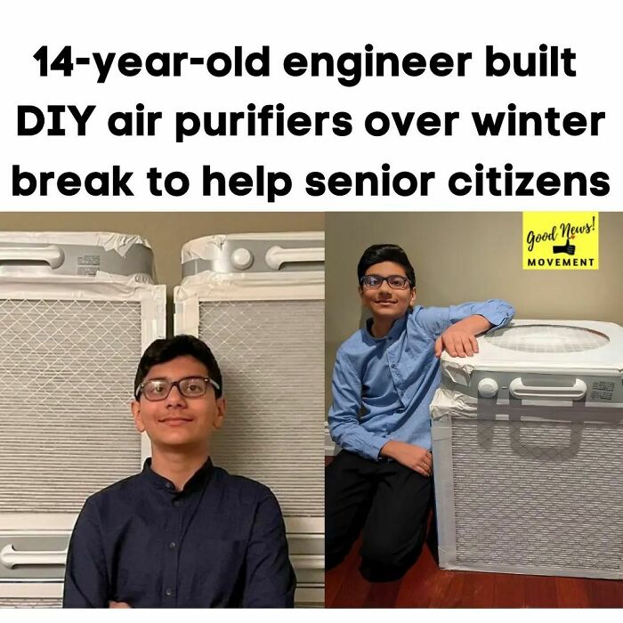 (Ontario, Canada): 9th Grader Shiven Taneja Spent His Free Time Over Break Building Air Purifiers. The Corsi-Rosenthal Boxes That Taneja Builds Consist Of Four 3m 1900 Grade Air Filters And A 20-Inch Box Fan. taneja carefully Tapes The Filters Together To Form A Box Shape, And Then Tapes The Box Fan On Top. He Says It's Quite Simple. He Just Charges The Cost Of Supplies And Has Made Them Mostly For Seniors But Also For Neighbors In Hopes That It Will Help Them Breath Clean Air And Perhaps Deter Their Chances Of Getting Covid-19. (Courtesy Photos)