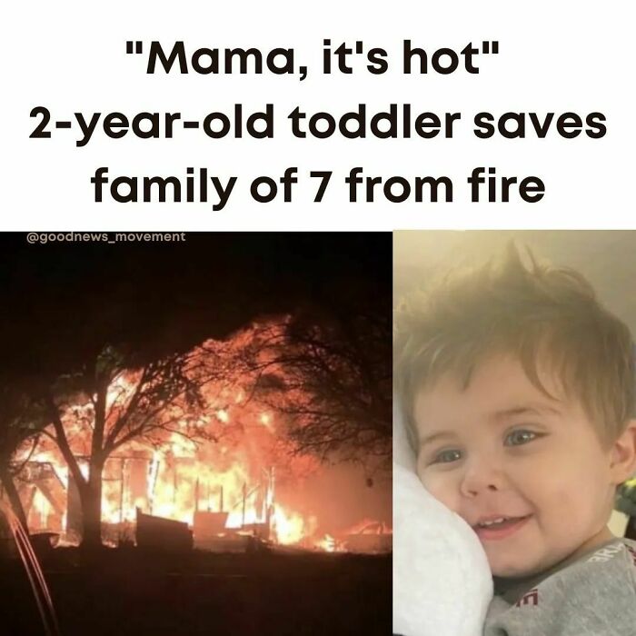 (Alvord, Texas): Nathan And Kayla Dahl Were Fast Asleep In Their Bedroom Earlier This Month when Their Toddler, Brandon, Came And Tapped His Mom On The Foot.
"He Said 'Mama Hot, Mama Hot,' And i Turned Around. I Looked And All I Saw Was Flames In The Doorway." The Year Old Smoke Detector Did Not Go Off.
the Dahls Were Sick And Had Lost Their Sense Of Smell. The Family Was Able To Escape Before Their House Was Burned To The Ground. Bravo Brandon.