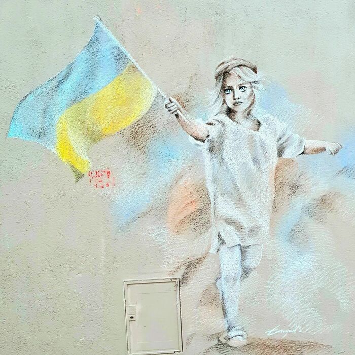 Nuevo mural de pasteles al óleo inspirado en Delacroix, homenaje a la resistencia de los ucranianos