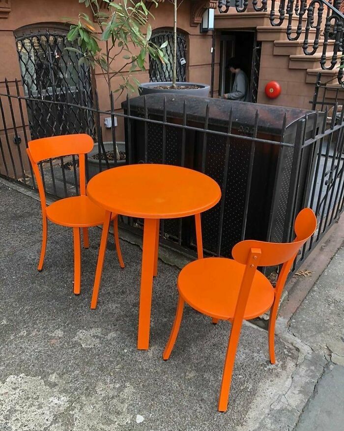 Orange You Glad The Stoops Are On Fire Today? Metal Table And Chairs Up For Grabs On Carlton Between Dekalb And Willoughby