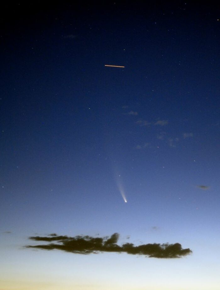 Comet Neowise With Iss At Sunrise - Edgewood, New Mexico USA - July 12, 202000