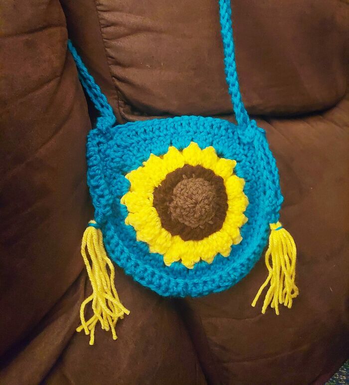 Crochet Sunflower Ukraine Bag
