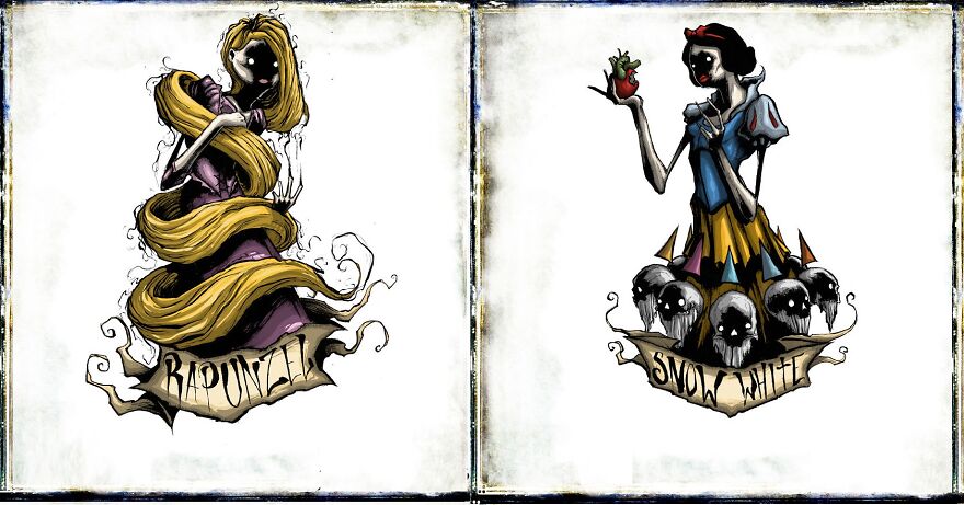 6 Disney Princesses Re-Imagined In A Horrific Dark Style 6 Disney Princesses Re-Imagined In A Horrific Dark Style