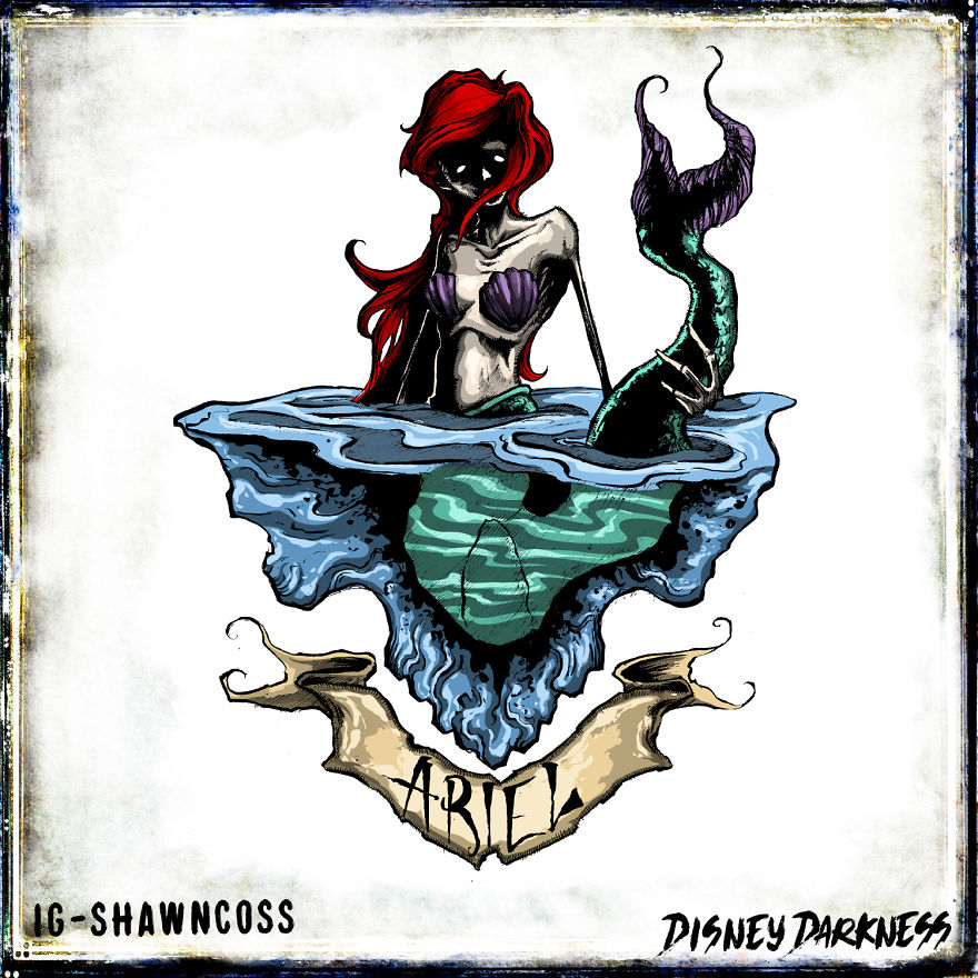 6 Disney Princesses Re-Imagined In A Horrific Dark Style 6 Disney Princesses Re-Imagined In A Horrific Dark Style