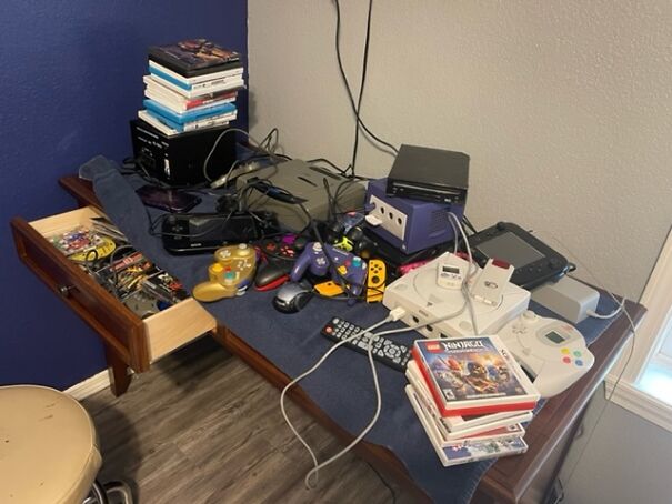 Almost All Of My Video Game Related Items. Try To Identify Everything In The Image!