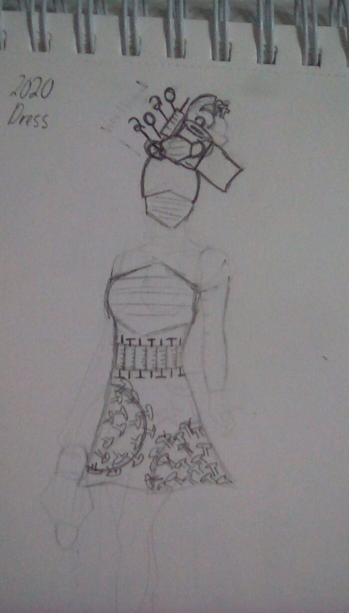 The 2020 Dress. This Was My Very First Design. I Still Haven't Colored It Yet Because I Made More And Colored Those Instead.