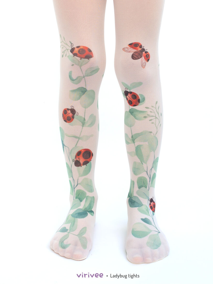 Floral tights with butterflies - Virivee Tights - Unique tights