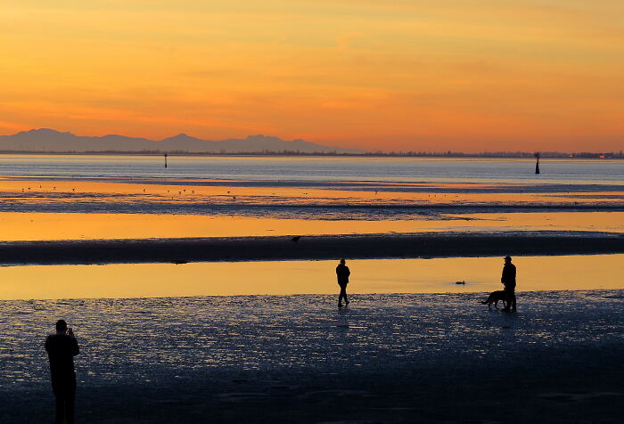 Seashore Near Vancouver - Low Tide And Sunset