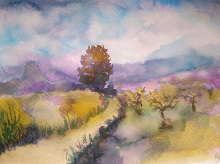 Foggy Morning. Watercolors