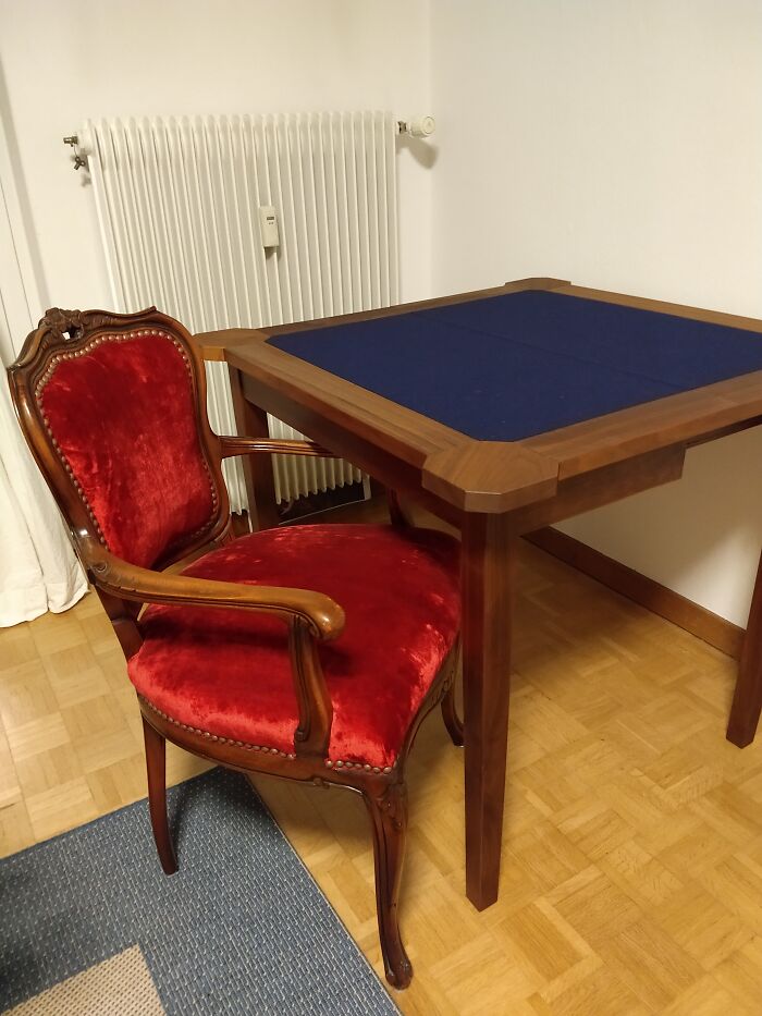 My Antique Style Chair And Foldable Gaming Table With A Secret Drawer
