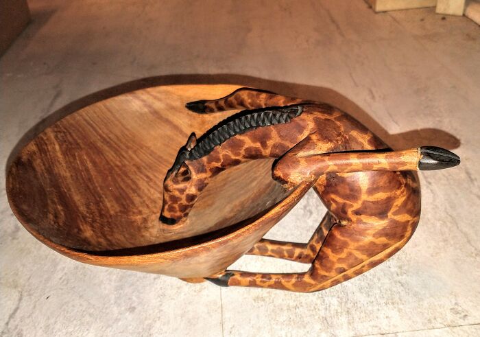 Giraffe Wooden Bowl Hand Carved In Kenya That I Found It An Auction