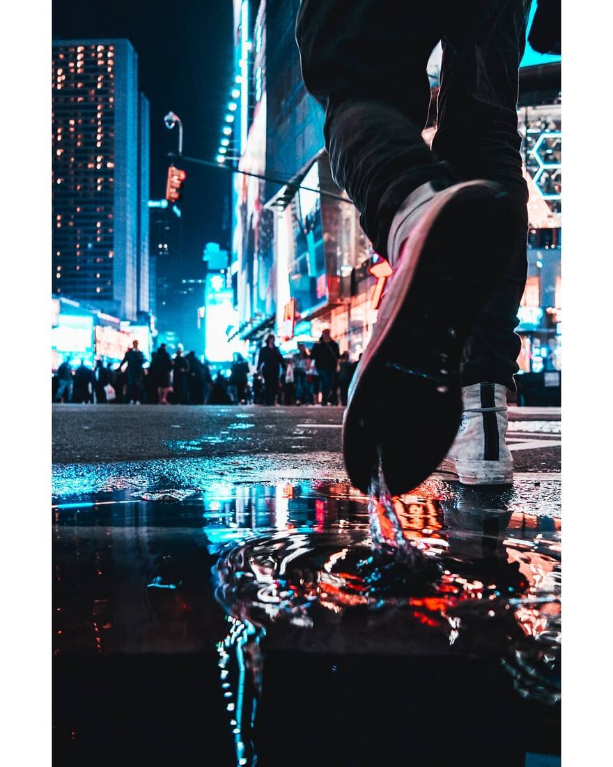 A Puddle In NYC Times Square