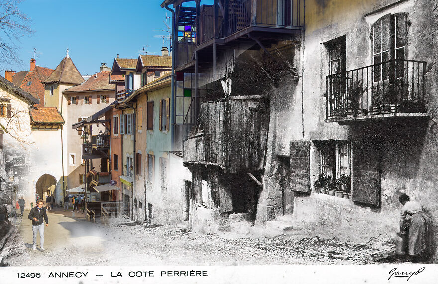 Porte Perriere, Annecy, France, Our 2 Principal Characters Separated By 10 Yards But 100 Years