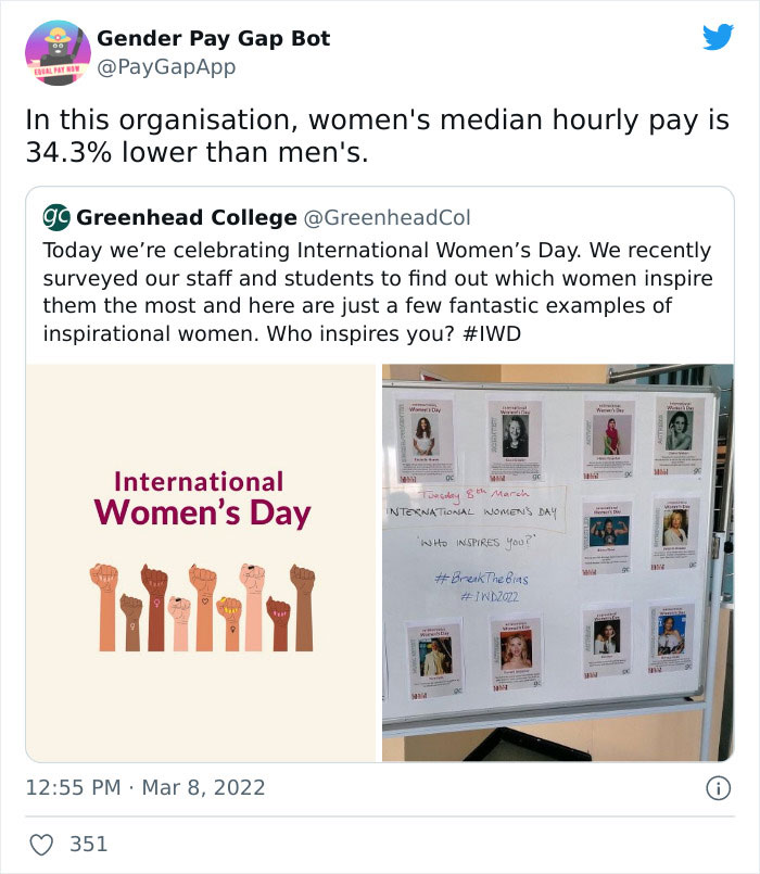 16 Companies That Posted A Celebratory Tweet For Women’s Day And Got Roasted By This Gender Pay Gap Bot