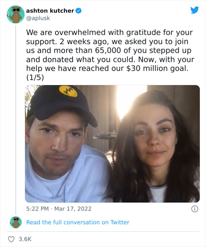 President Zelenskyy Appreciates Mila Kunis And Ashton Kutcher For Raising Almost $35M In Support Of Ukraine And Its People