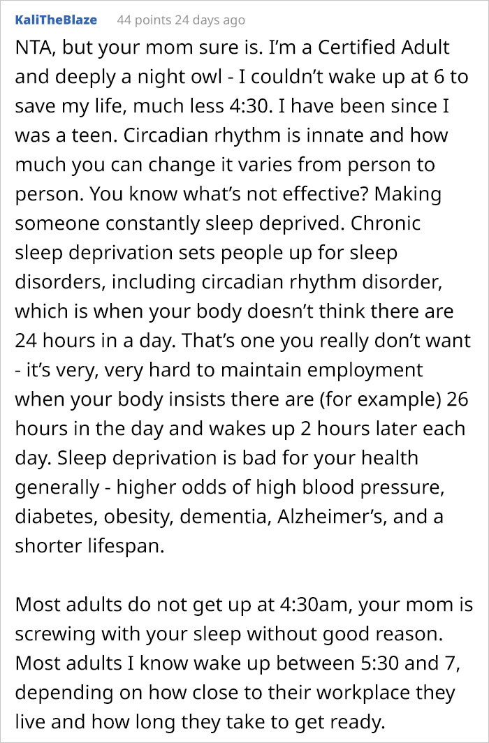 Teenager Asks “AITA For Locking My Door At Night” To Avoid Being Woken Up At 4:30 AM By Their Mom Teenager Asks “AITA For Locking My Door At Night” To Avoid Being Woken Up At 4:30 AM By Their Mom