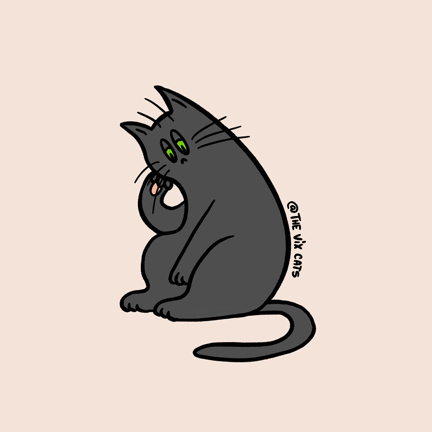 I Began Drawing Illustrations Of My Two Lovely Cats After I Got A Second Cat, Here's How It Went (21 Pics)