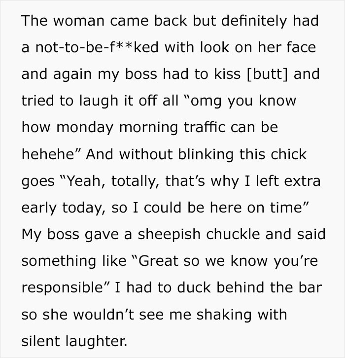 "How To Train Your Boss": Bartender Manages To Secretly Train Her Boss To Come On Time And Her Story Goes Viral