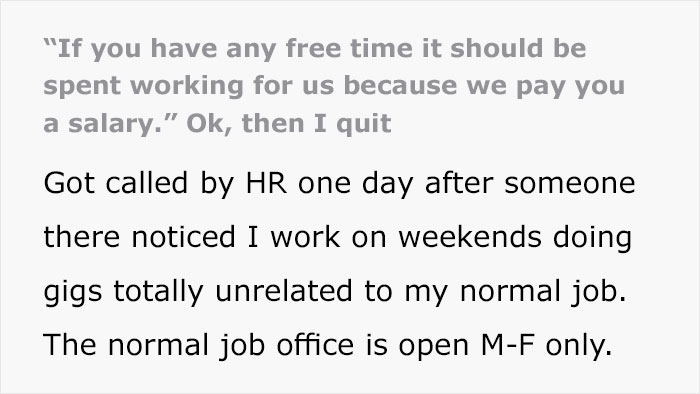 Management Tells Off This Employee For Using Their Days Off Not For Work, They Quit On The Spot Management Tells Off This Employee For Using Their Days Off Not For Work, They Quit On The Spot